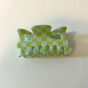 green checkered butterfly claw clip